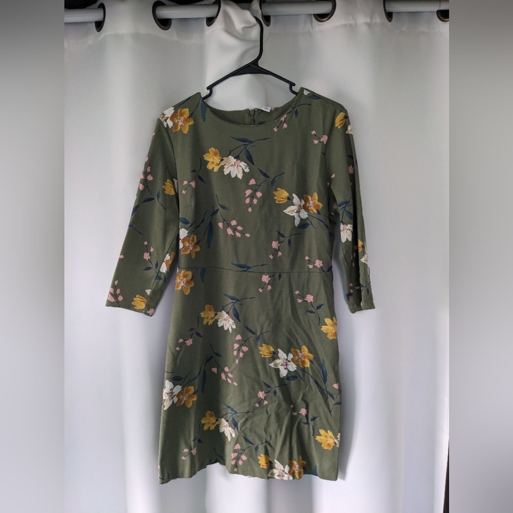 Green Floral A-Line Dress